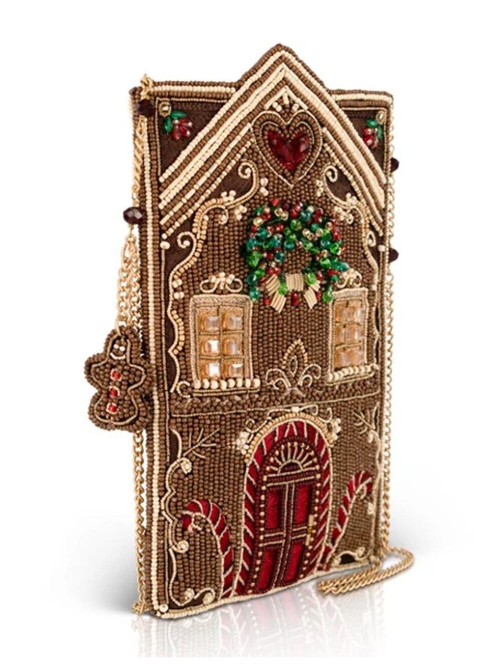 Mary Frances Candy Cottage Crossbody Phone Bag Beaded Zip Handbag Brown Purse NW - Picture 3 of 6